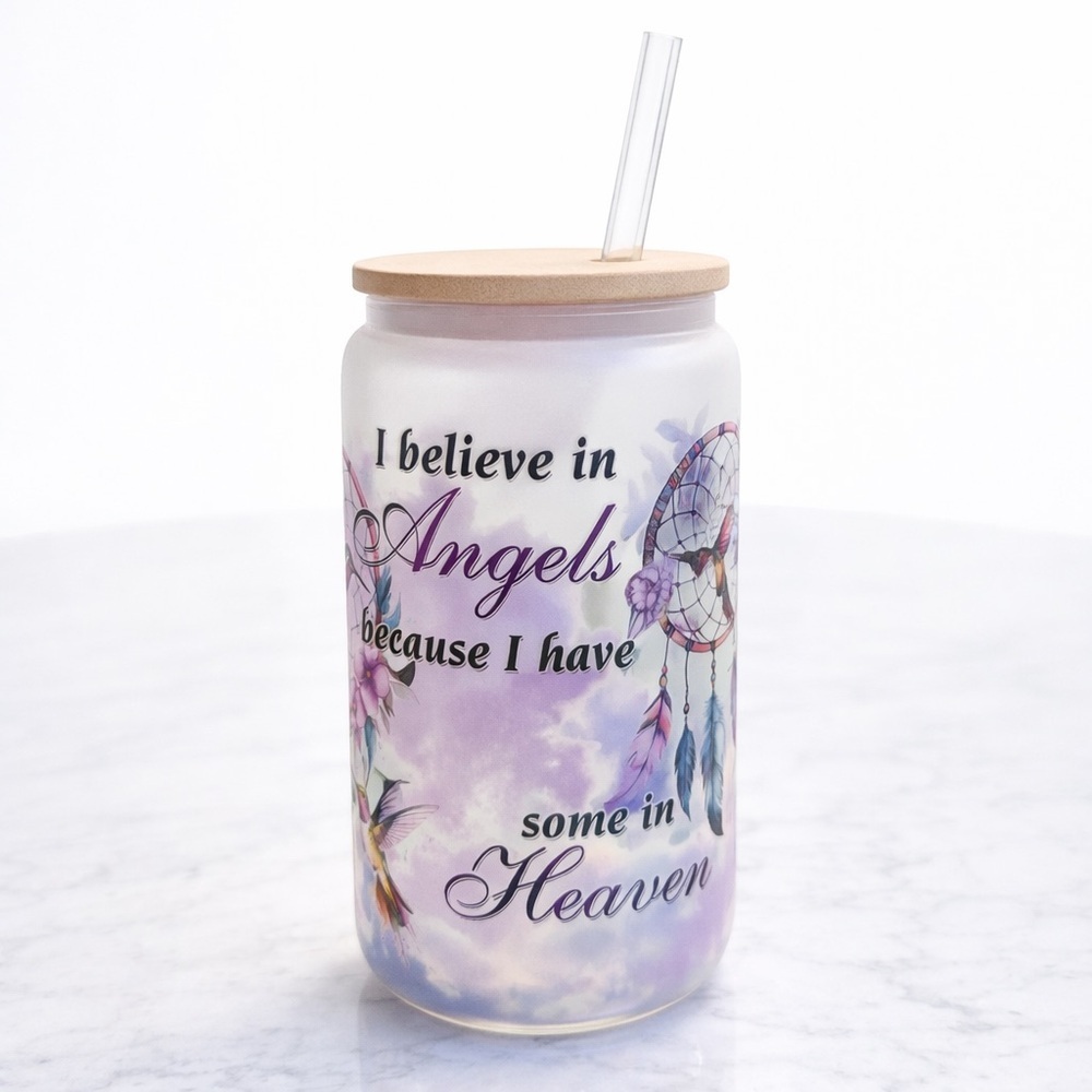 Dreamcatcher Glass 16 oz Tumbler with Straw